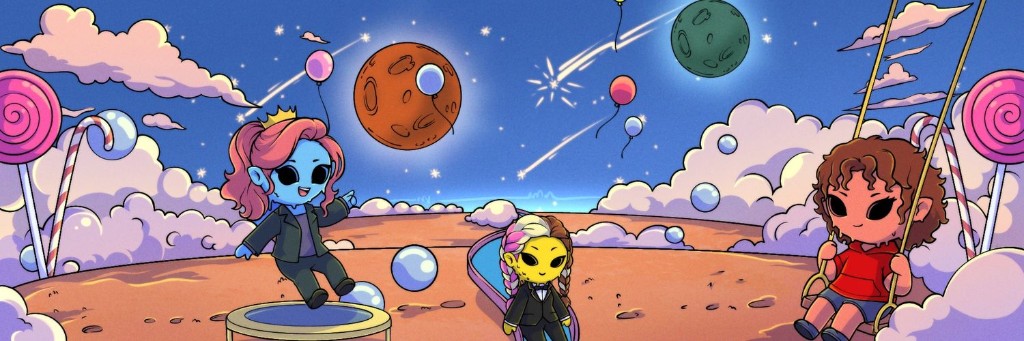 Melting Moongirls on a candy moonscape